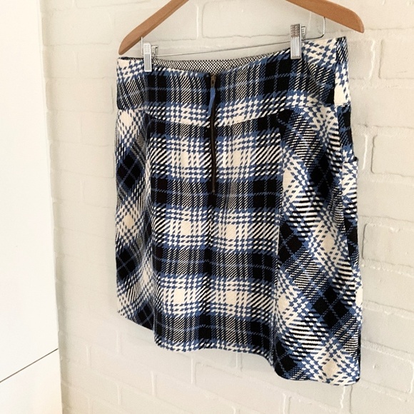 Anthropologie x Maeve Mini Pencil Skirt Plaid Pockets Academia Blue Black Sz 14 - Picture 13 of 16